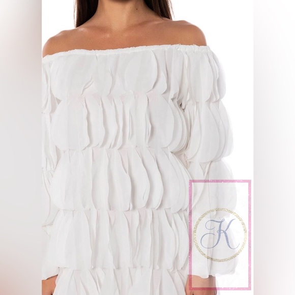 🥳HP🎉 White Angelic Off The Shoulder Mini Dress 🎀 NWT. ALL White!! - Picture 3 of 3